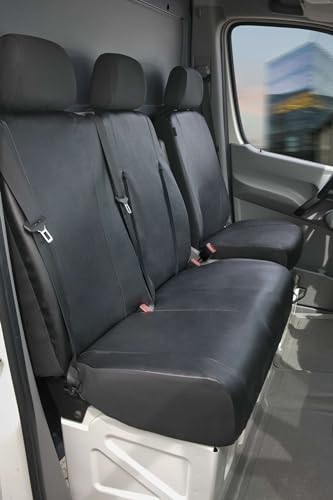 Walser Transporter Sitzbezüge Auto für Mercedes-Benz Sprinter, VW LT, 1 Einzelsitz (Aussparung Armlehne) & Doppelbank, Sitzbezüge aus Kunstleder, Sitzschoner, Sitzauflagen