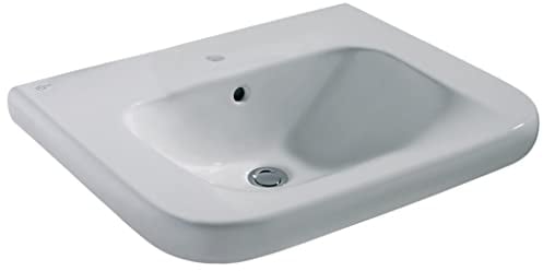 Ideal Standard Connect/Contour Waschtisch V216801, weiß, B: 650, T: 550, 1 Hahnloch mittig durchgestochen, mit Überlauf, unterfahrbar
