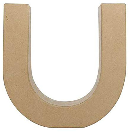 Décopatch AC414O Buchstabe u Fantasie aus Pappmaché, 5 x 22 x 22 cm, zum Verzieren, ideal für Ihre Wohndeko, Kartonbraun