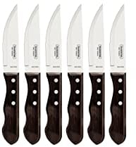 Tramontina Set di 6 coltelli da Bistecca Jumbo da 12,7 cm, coltelli affilati con Manico in Legno, per Campeggio, Cucina, rustici, Lavabili in lavastoviglie, 29899165
