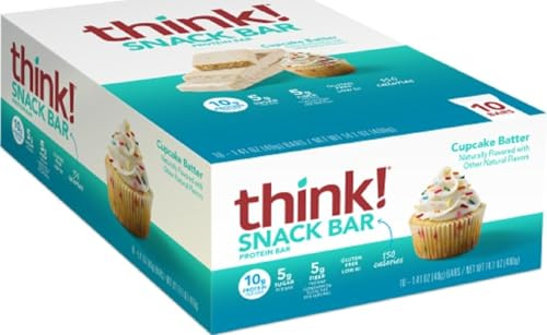 think! High Protein Snack Bar, Cupcake Batter, 10 Count