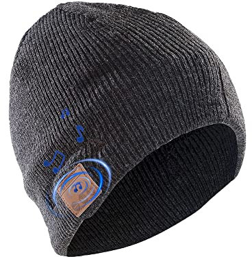 Sharon Music Bluetooth Beanie | Winter Hat with Wireless Stereo Headphones & Microphone | Headset to Answer Calls (Dark Grey)