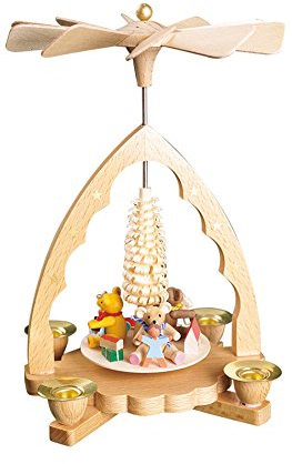Richard Glässer Weihnachtspyramide 1- stöckige Pyramide Bärenkinder - 19 cm - Original Erzgebirge