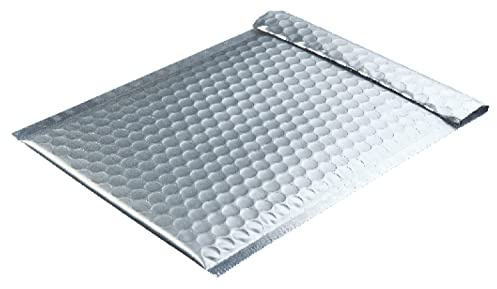Blanke Farbige Luftpolstertaschen, reißfest, 10 Stk, Silber, 200 x 250 mm, Haftklebung mit Abziehstreifen, Gerade Klappe, 180 my Metallic Bubble Bags - Matt, Ohne Fenster