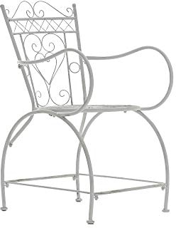 CLP Gartenstuhl Sheela im Landhausstil mit Metallgestell, bequemen Armlehnen, robust und wetterfest Design, Farbe:antik weiß