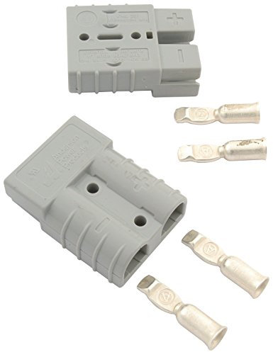 2pc Battery Quick Connector Kit 50A Plug Connect Disconnect Winch Trailer (50A 6AWG -Grey)