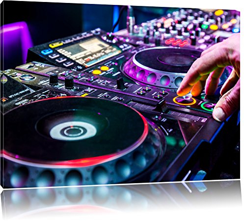 Pixxprint modern illuminated dj console canvas picture |size: 100x70 cm| Mural | Art Print | ready covered