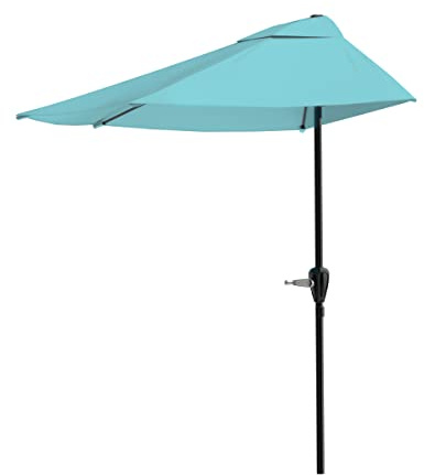 Pure Garden Halbschirm für den Außenbereich, Terrassenschirm – 2,7 m Terrassenschirm mit einfacher Kurbel – kleines Baldachin für Balkon, Tisch oder Deck von Pure Garden (blau)