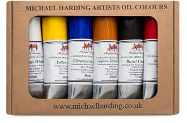 Michael Harding Artist Oil Colors, Introductory Oil Paint Set, Six 40ml Tubes