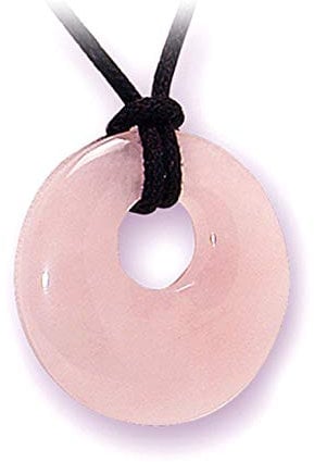 Natures Gift British Fossils Rose Quartz Crystal Donut Pendant