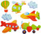 alles-meine.de GmbH 7 TLG. Set 3-D ! - Wandtattoo/Fensterbild - Helikopter Flugzeug Raumschiff - mit Glitzer - Flugzeuge - Wolken - Pappsticker - 3D Effekt - Hubschrauber