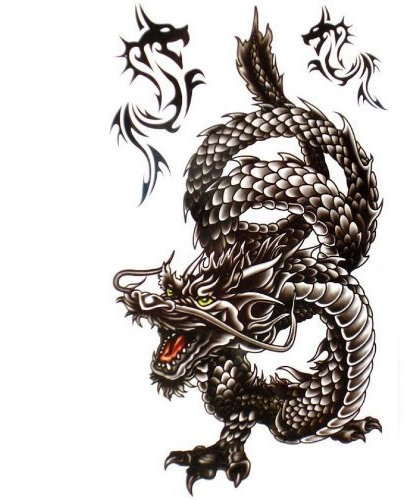 Autocollant dragon noir tatouage cool et étanche pour hommes