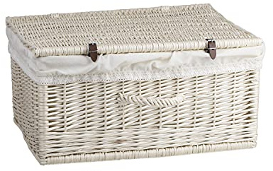 e-wicker24 Alles aus Weide Wäscheschrank, Truhe für Wäsche, Wäschekorb, Spielzeugkorb aus Weide, 45x31 H19, Dekorativ, Praktisch, Creme, Stabil, 1.5 kg, 45x31x19 cm, 1 Stück