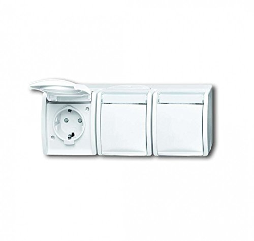 Busch-Jaeger 2300/3 EBW-54 SCHUKO® Steckdose mit erh. Berührungsschutz (Thermoplast) Alpinweiß ocean® (IP 44) 2CKA002084A0724