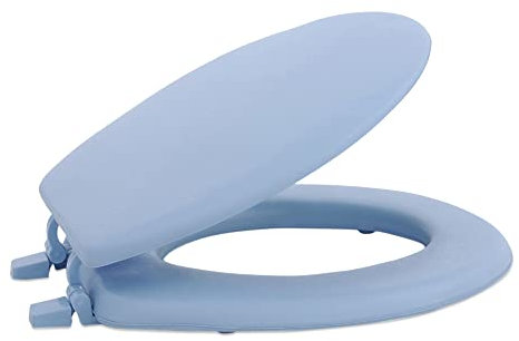 Achim Home Decor Abattant de toilette en vinyle souple, bleu clair, housse en vinyle souple de 43,2 cm avec rembourrage en mousse confortable, s'adapte à tous les luminaires de taille standard, facile à installer, Fantasia