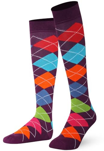 Mysocks Calzini alti al ginocchio Argyle Multi Viola