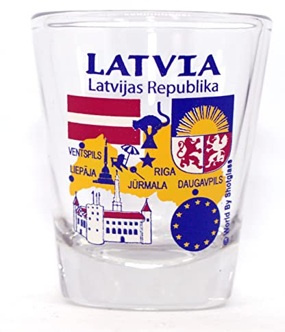 Latvia EU Series Landmarks and Icons Shot Glass by World By Shotglass