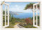 ARTland Wanddeko Wandtattoo selbstklebende Vinylfolie 130x90 cm Fensterblick Fenster Küste Meer Bucht Landschaft Natur Malerei Kunst T4EF