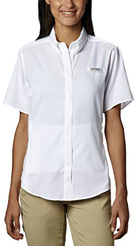 Columbia Women's PFG Tamiami II UPF 40 Short Sleeve Fishing Shirt, White, Medium