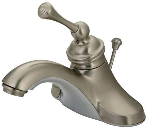 Kingston Brass KB3548 Victorian 4-Inch Centerset Lavatory Faucet with Metal Lever Handle and Plastic Pop-Up, Brushed Nickel