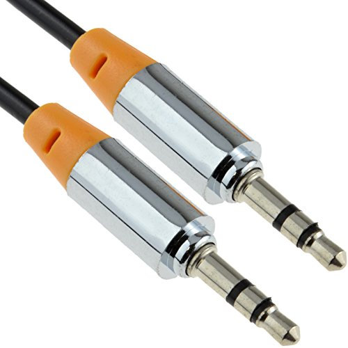 kenable PRO METAL Orange 3.5mm Jack Male to Male Stereo Audio Cable Lead 1m [1 metres]