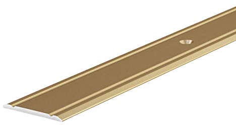 Gedotec Perfil de Transición SUPERFLACH - 30x1000mm Barra Protector Universal para Suelos, Baldosas, Parquet y Piso - Superficie Anodizada Latón con Barras Planas Perforada para Fácil Instalación