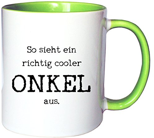 Mister Merchandise Kaffeetasse Becher So Sieht EIN richtig Cooler Onkel aus Uncle Öhme, Farbe: Weiß-Grün
