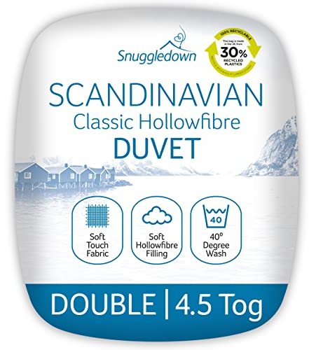 Snuggledown Soft Touch Double Duvet 4.5 Tog - Lightweight & Breathable Cool Summer Quilt for Hot Sleepers | UK-Made, Satin Striped Cover, Non-Allergenic, Machine Washable (200 x 200cm)