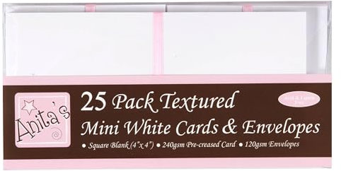 Anita's Plain, Blank Cards & Envelopes, 4 x 4, White, Pack of 25, for Home, Wedding, Birthday, Christmas, Thank You, Art & Craft, Scrapbooking Supplies, Baby Shower, Card Making