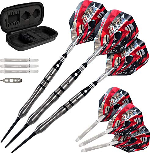 Viper 95% Tungsten Steel Tip with Case, Grams Blitz Dart-Set mit Tasche, 95% Wolfram, Stahlspitze, 22 g, Schwarz