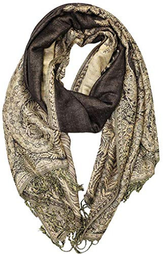 Luxuriöser, doppellagiger Jacquard-Pashmina-Schal mit großem Paisley-Muster - - Einheitsgröße