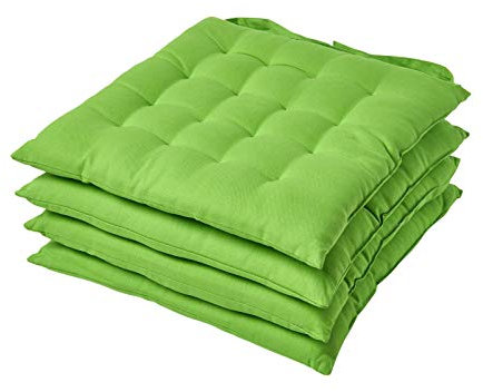 Homescapes 4er Set Stuhlkissen 40x40 cm grün – Sitzkissen Outdoor/Indoor mit Baumwollbezug, Sitzpolster waschbar und Oeko-TEX-Zertifiziert für Esszimmer-, Küchen- & Gartenstühle