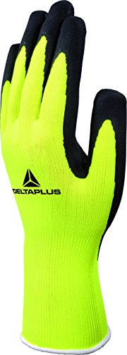 Elvex Delta Plus VV73307 Safety Gloves - Latex Foam Coated - Size Capacity, Volume, Polyester, 7, Flourescent Yellow