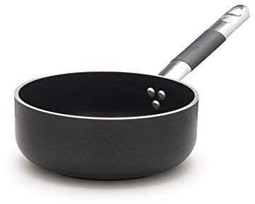 Pentole Agnelli Linie ALLBLACK 5 mm Flache Kasserolle mit Induktionsboden 10 mm, 1 Griff Cool 28 cm Silber/schwarz