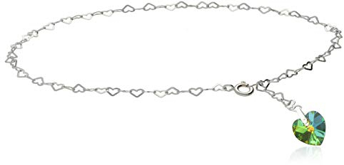 Individuelle Fußkette, Fußkettchen 925 Silber gefertigt mit Swarovski Elements Herz in der Farbe Vitrail Medium