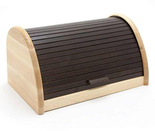HolzFee BK-BR Buche Brot-Kasten 39 cm Holz Brotbox Rollkasten (Mocca)