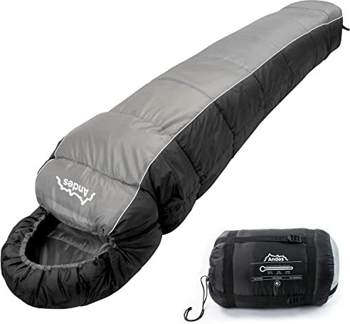 Andes Nevado 400 XL 4 Season Camping Mummy Sleeping Bag Black/Grey