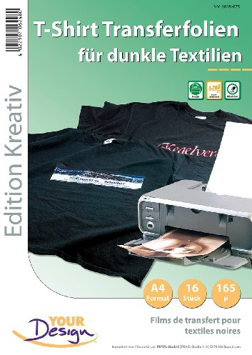 Your Design T Shirt Druck Folien: 16 T-Shirt Transferfolien für bunte Textilien A4 Inkjet (Transferfolie Textil, T Shirt bedrucken, Textildruck)