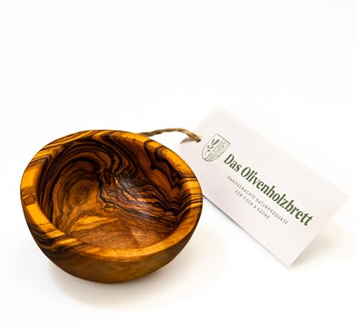 das Olivenholzbrett® Mini Schälchen für Dips aus Olivenholz/Minischälchen/Dipschale/Saucenschale/Schale für Soßen/Beilagenschälchen 8cm ⌀