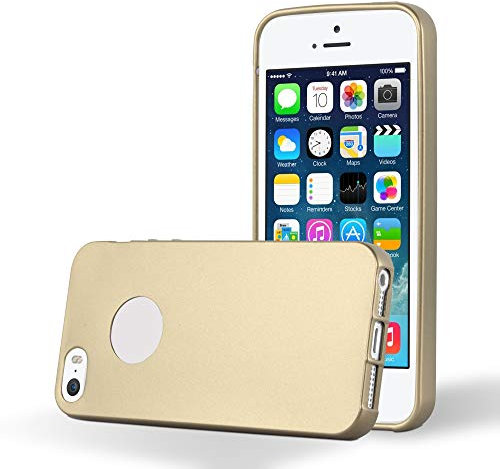 Cadorabo Hülle kompatibel mit Apple iPhone 5 / 5S / SE 2016 Schutzhülle TPU Silikon Case Metallic Design Slim Kratzfest Weiche Gummi mit Rundumschutz Case Hülle für iPhone 5 / 5S / SE 2016 in Gold