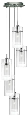 Duo 5 Light Pendant with Mess. 40 Watt E14 Lamps