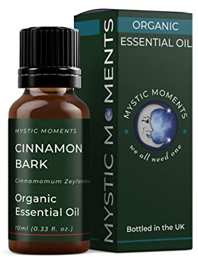 Mystic Moments | Organic Cinnamon Bark Essential Oil | 10ml | Cinnamomum zeylanicum gives a warm spicy, sweet aroma for diffusers, oil blends and fragrance formulations.