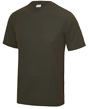Just Cool Mens Performance Plain T-Shirt (M) (Olive)