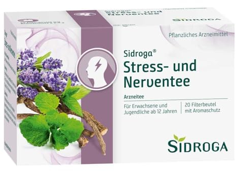 Sidroga Stress- und Nerventee: Arzneitee mit Baldrian, Lavendel, Melisse und Pfefferminze, 20 Teebeutel à 2 g