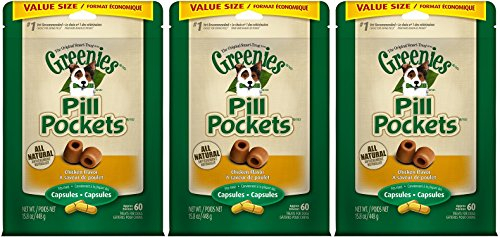 Greenies Dog Pill Pockets Capsule Chicken Flavor 60 Count - Pack of 3