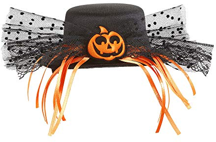 W WIDMANN MILANO Party Fashion 9389P - Minihut mit Kürbis und Bändern, Haarklammer, Hut, Kopfschmuck, Accessoire, Karneval, Mottoparty, Halloween
