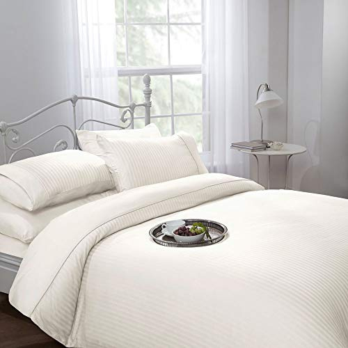 Emma Barclay Ritz Cotton 300 Thread Count Sateen Stripe Duvet Cover Set, Ecru, King
