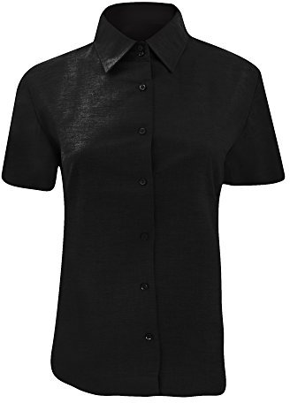 Russell Collection Ladies/Womens Short Sleeve Easy Care Oxford Shirt (6XL) (Black)