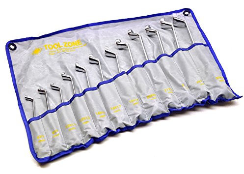 AB Tools Bi-Hexagonal Swan Neck Ring Spanner Offset Angled Wrench 12pc 6-32mm TE589
