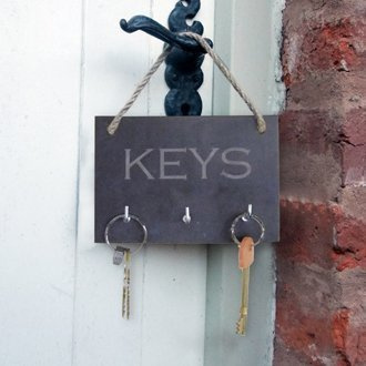 Slate Key Holder with 3 hooks